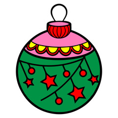 Christmas ornament clip art design on plain white transparent isolated background for card, shirt, hoodie, sweatshirt, apparel, card, tag, mug, icon, poster or badge