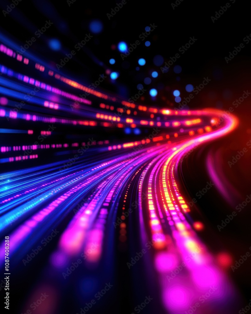 Aufkleber vibrant, flowing light trails create a dynamic and colorful abstract background.