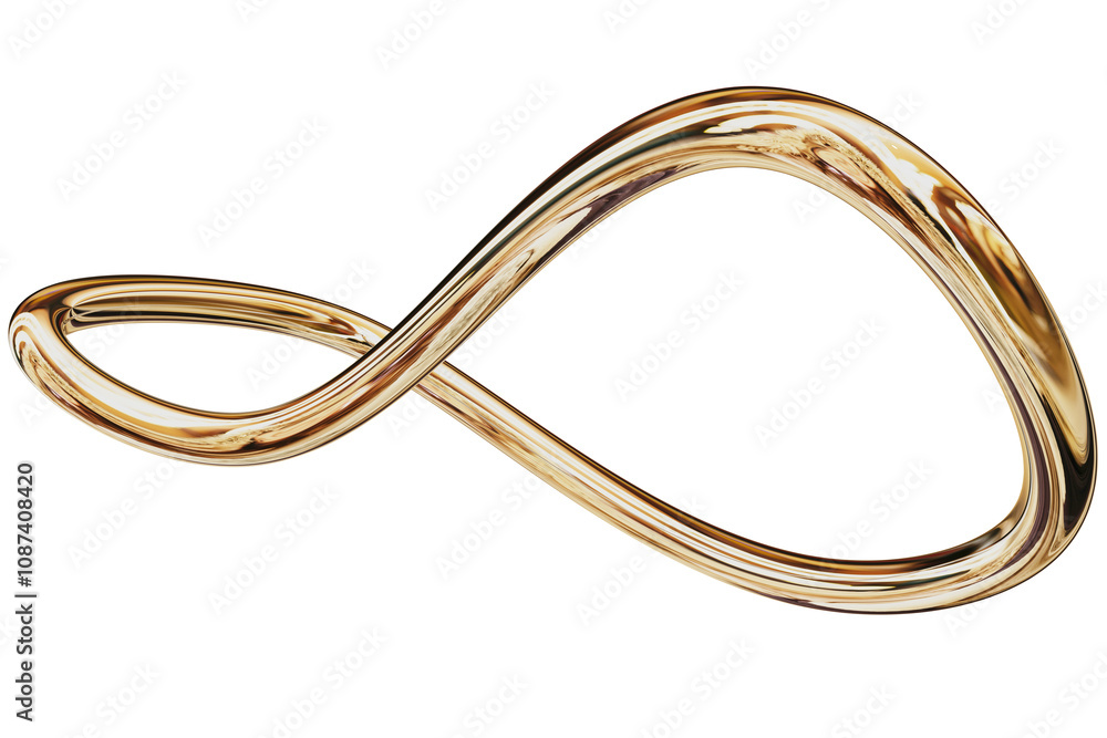 Fototapete 3d gold metallic abstract shape objects, 3d rendering chrome gradient shape design element, futurist