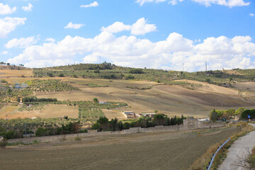 Obraz premium Landscape of Gravina in Puglia on a sunny summer day, province of Bari, Apulia, southern Italy