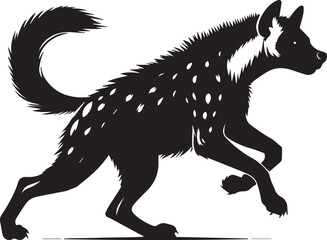 Obraz premium A hyena silhouette in a running pose tail and legs stretched out