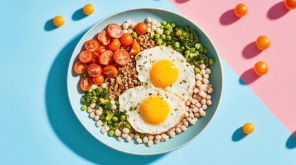 Colorful Plant-Based Dish with Eggs and Vegetables