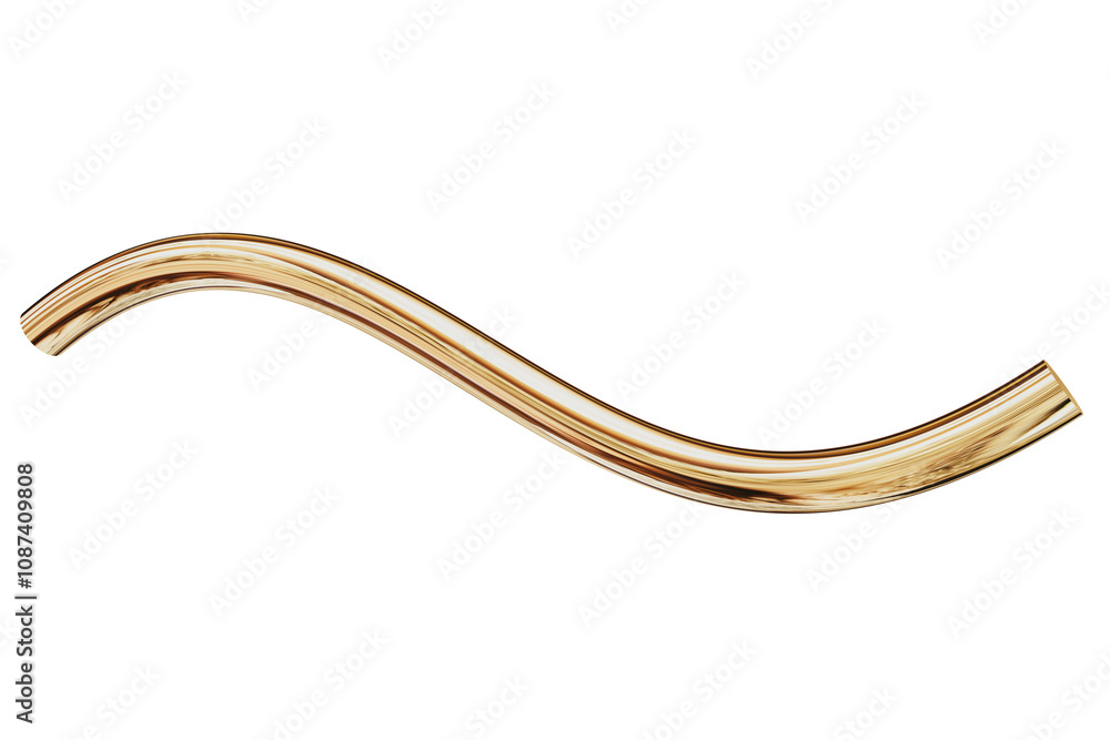 Aufkleber 3d gold metallic abstract shape objects, 3d rendering chrome gradient shape design element, futurist