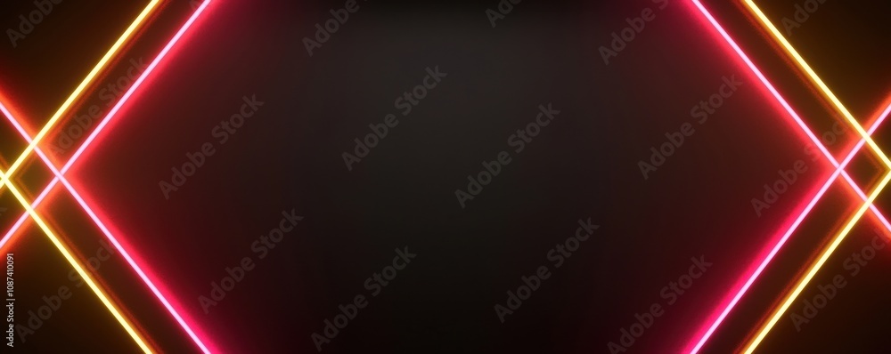 Poster a vibrant background featuring glowing neon lines forming a diamond pattern against a dark backdrop,