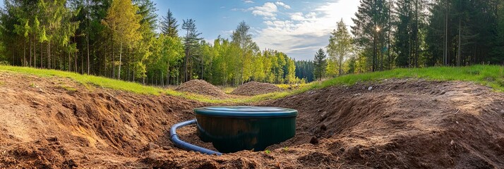 Septic Tank Installation in a Rural Forest Setting