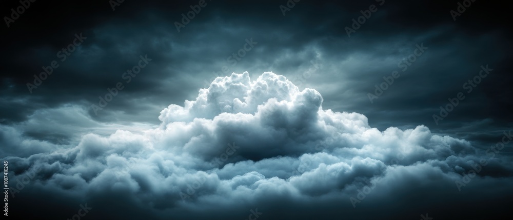 Poster dramatic clouds illuminated by light, creating a moody and atmospheric effect.