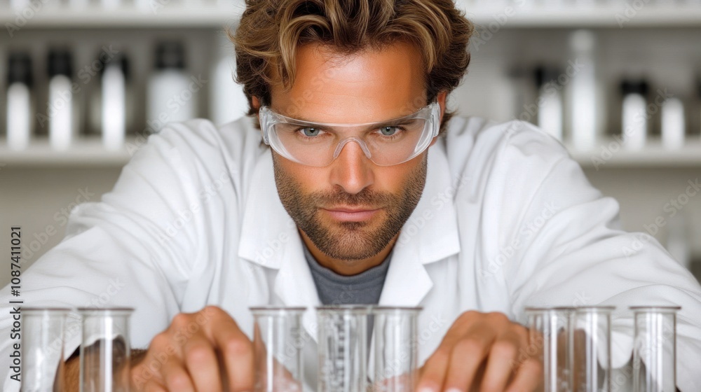Poster scientist working carefully in a laboratory setting