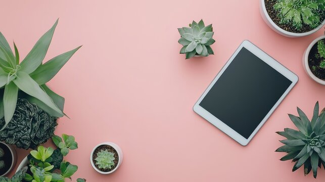 Top View of a Sleek Silver Tablet on a Light Background Perfect for Technology and Online Business Promotions