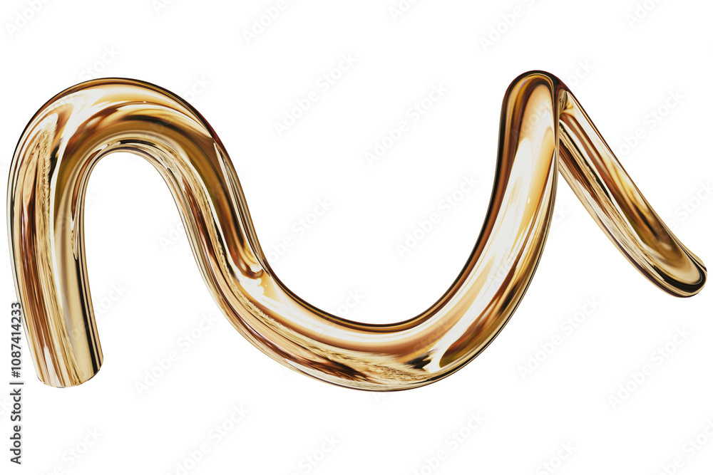 Fototapete 3d gold metallic abstract shape objects, 3d rendering chrome gradient shape design element, futurist