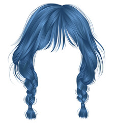trendy women hairs blue colors colour .two plaits . 
 fashion beauty style .
