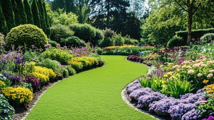 Beautiful Formal Garden with Symmetrical Layout
