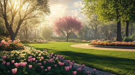 Breathtaking Spring Park in Full Bloom