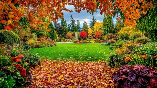 Captivating Autumn Landscape at Butchart Gardens
