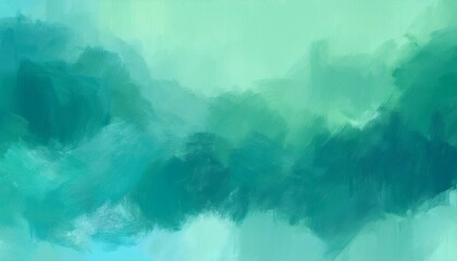 Abstract watercolor paint background by teal color blue and green