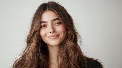 Happy young girl on a white background