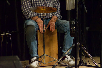 close-up of a hands player Cajon