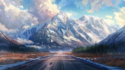 Road leading into majestic mountains