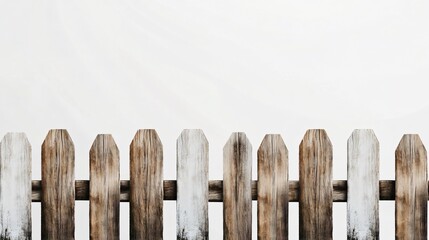 Horizontal Wooden Planks Forming a Fence on Bright White Surface