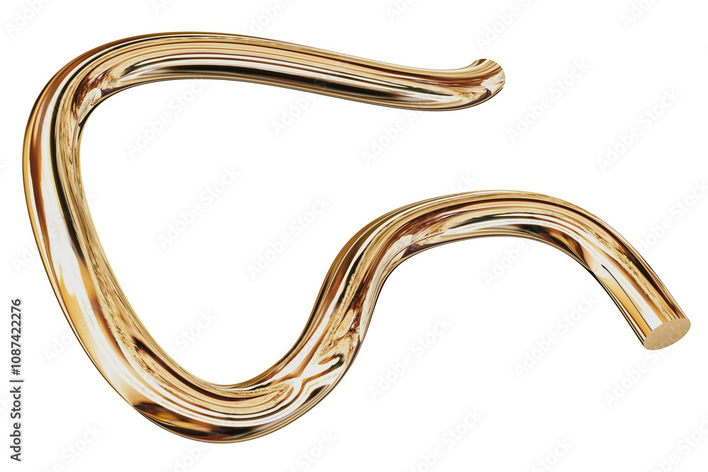 Fototapete 3d gold metallic abstract shape objects, 3d rendering chrome gradient shape design element, futurist