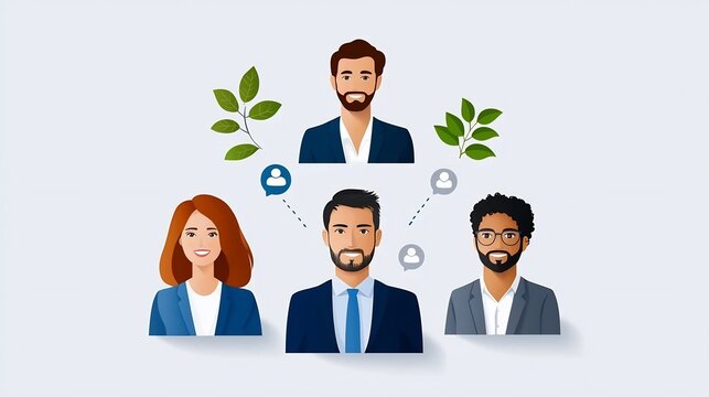 Flat design of an AI based social media analytics platform that processes user profiles and detects potential biases related to gender race and other attributes