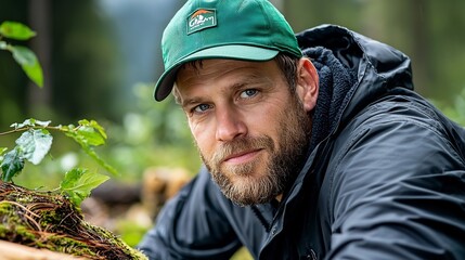 Obraz premium Forest Researcher Carefully Examines Tree Growth Rings to Gather Data for Sustainable Forestry and Conservation Efforts Highlighting the Importance of Long Term Monitoring in Environmental Protection