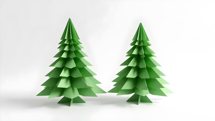 Fototapeta premium Paper Christmas trees isolated on white background.