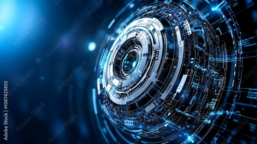 Aufkleber futuristic technology visualization digital sphere abstract art high-tech environment close-up view 