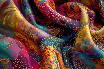 golden glossy, A design of a colorful patterned invitation or greeting card A design of a colorful patterned shawl or scarf