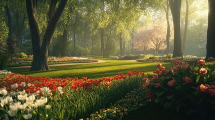Fototapeta premium Serene Flower Park in the Netherlands