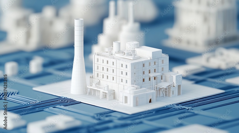 Poster innovative high tech building with sleek architectural design and intricate details a conceptual 3d 