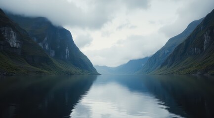 Serene mountain lake at dawn