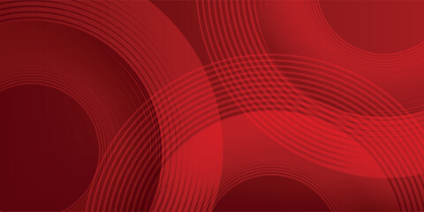 Abstract red background with glowing curve lines. Modern shiny red gradient geometric circle lines pattern. Futuristic concept. Suit for banner, brochure,