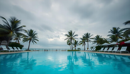 Fototapeta premium swimming pool in tropical resort