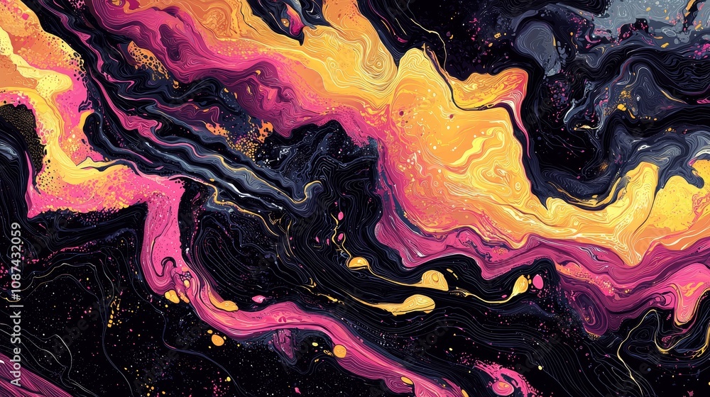 Poster abstract fluid design with vibrant colors and patterns