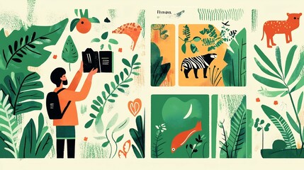 Obraz premium Sustainable Travel Brochure Highlighting Eco Tourism Activities Wildlife Encounters and Nature Conservation Efforts to Promote Responsible and Mindful of the Great Outdoors
