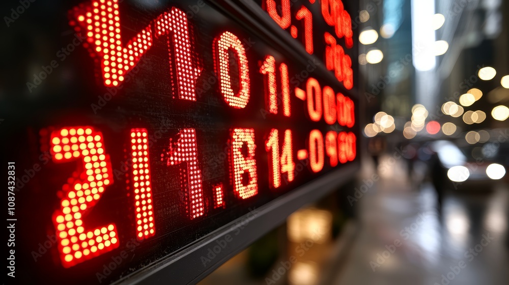 Poster red led stock exchange display with numbers
