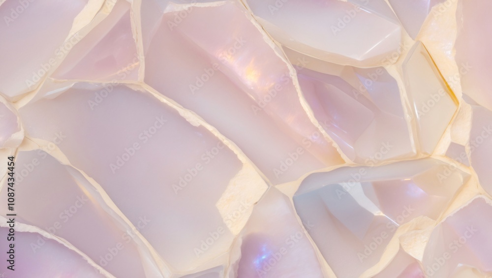 Poster close-up view of iridescent crystal and opal textures showcasing stunning color variations and uniqu