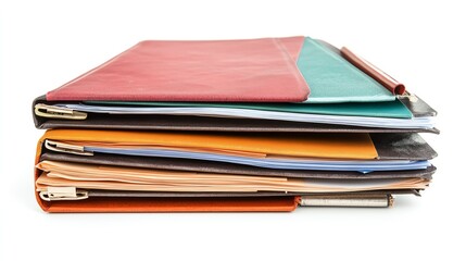 Organized document folder with visible paperwork, isolated on white with space for additional graphics.