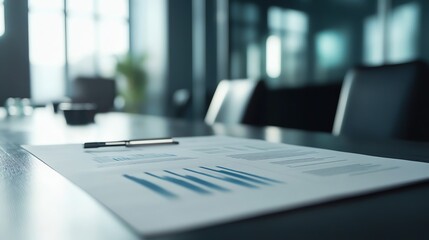 Professional business report with graphs and statistics on a clean desk, isolated with space for text.