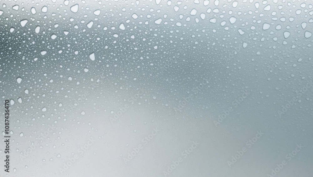 Poster close-up capture of dewy frost texture on a window surface showcasing unique droplet patterns agains