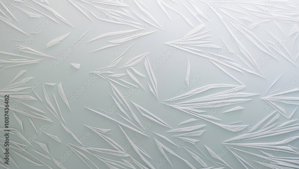 Aufkleber close-up view of crystalline frost texture on flat surface, showcasing intricate patterns and subtle