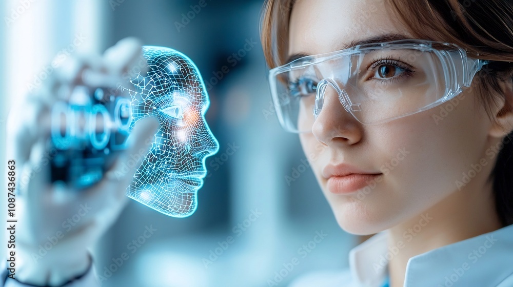 Poster photograph of an researcher intently focused on adjusting model parameters to carefully remove bias 