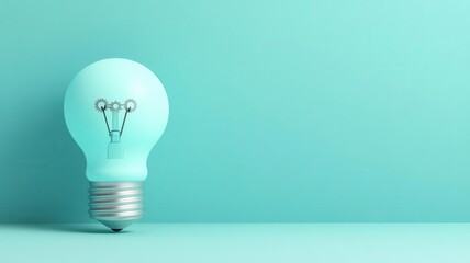 Light bulb with gears, symbolizing innovative ideas, minimalist style, 3D illustration