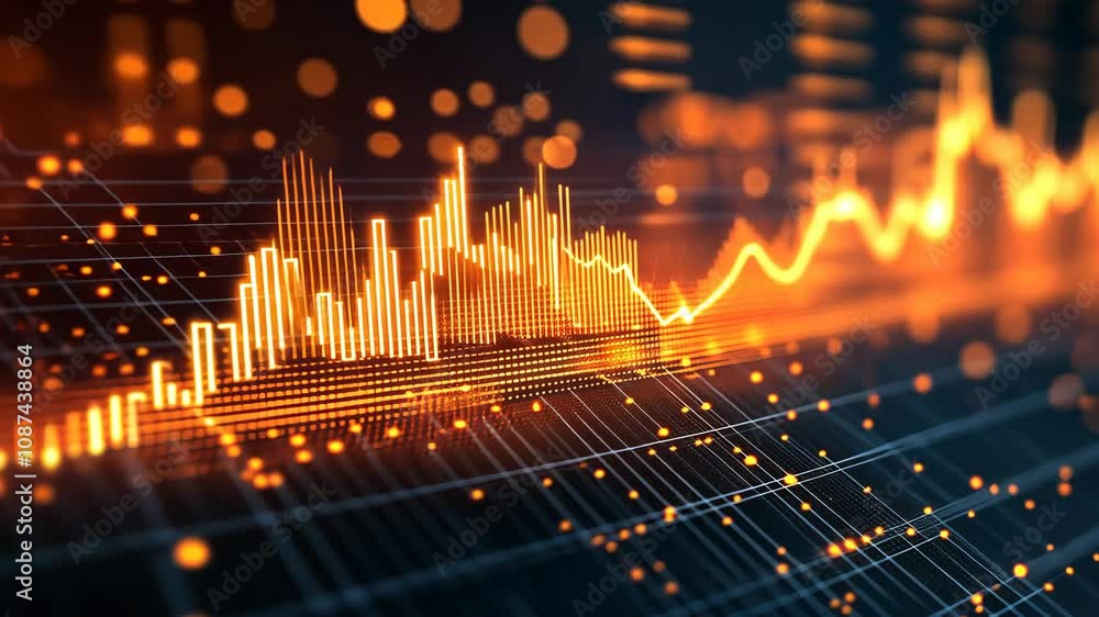 Poster financial rising graph and chart with lines and numbers 4k video