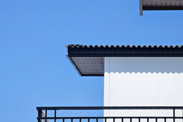 Minimal Building with Blue Sky Background.
