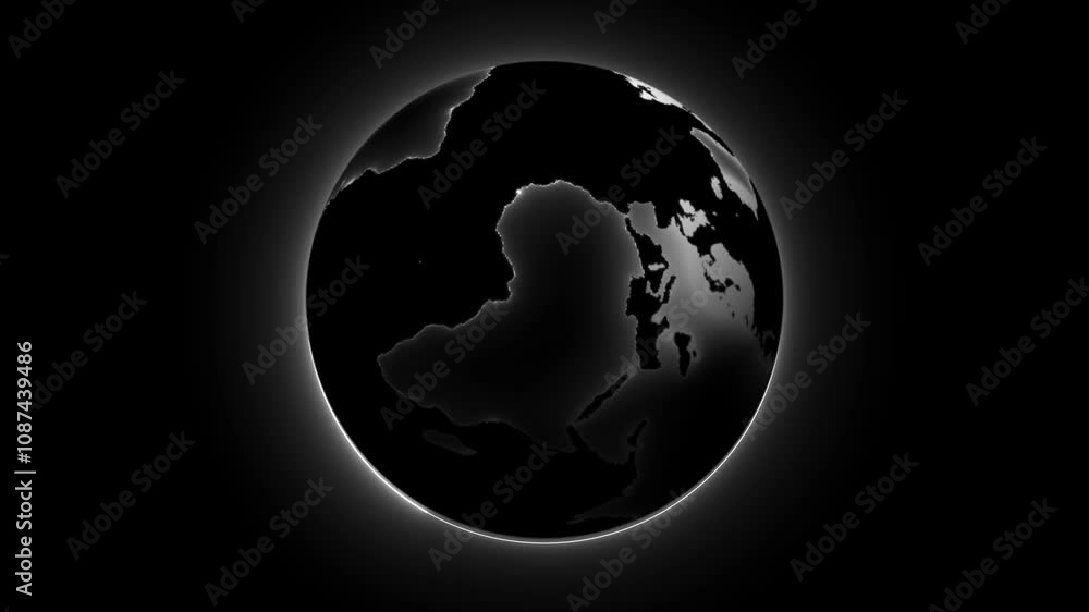 Aufkleber earth globe rotating with motion background. futuristic communication concept, seamless loop 4k anim
