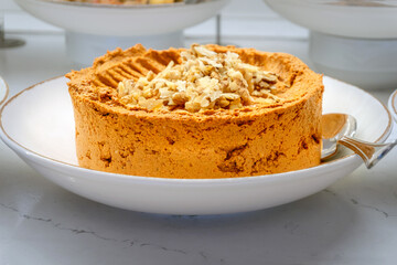 Pumpkin Halva Cake with Walnuts Close-Up