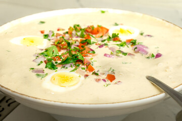 Turkish Cold Soup Cacik Close-Up