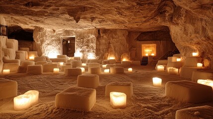 Khewra Salt Mine illuminated salt formations with mining equipment
