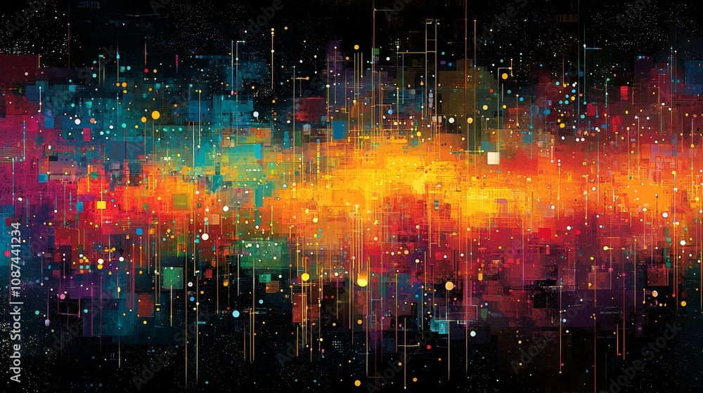 Poster colorful abstraction of evolving generative art